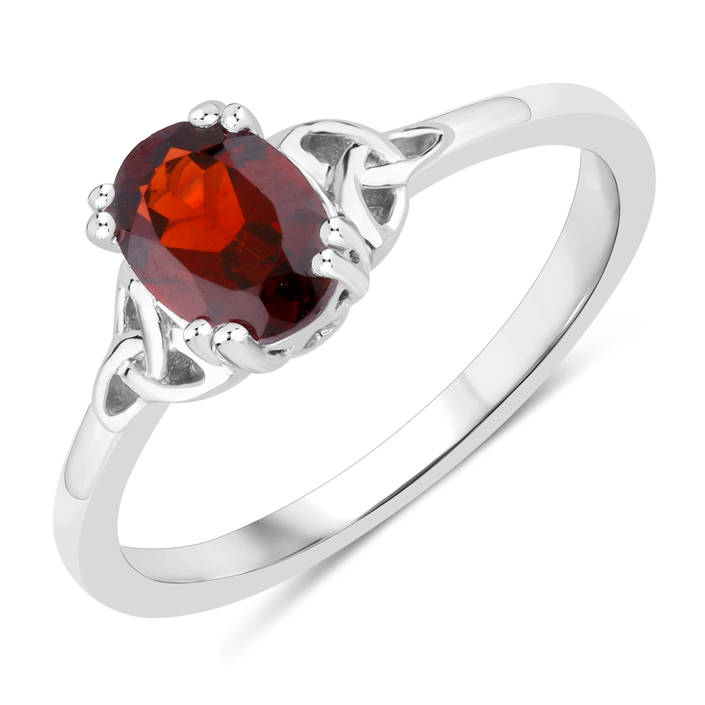 Silver ring with real natural red garnet