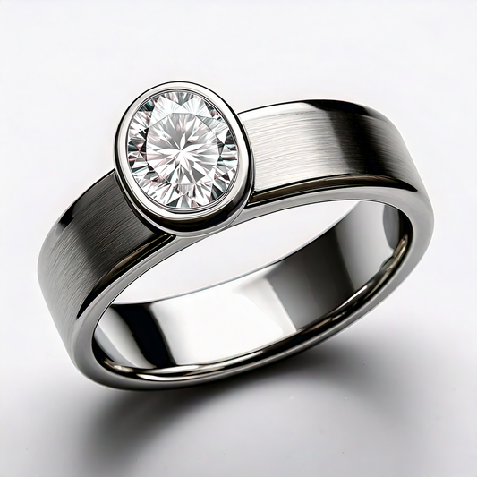 Elegant lab grown real diamond with matte silver ring