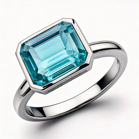Stunning octagon aquamarine silver ring