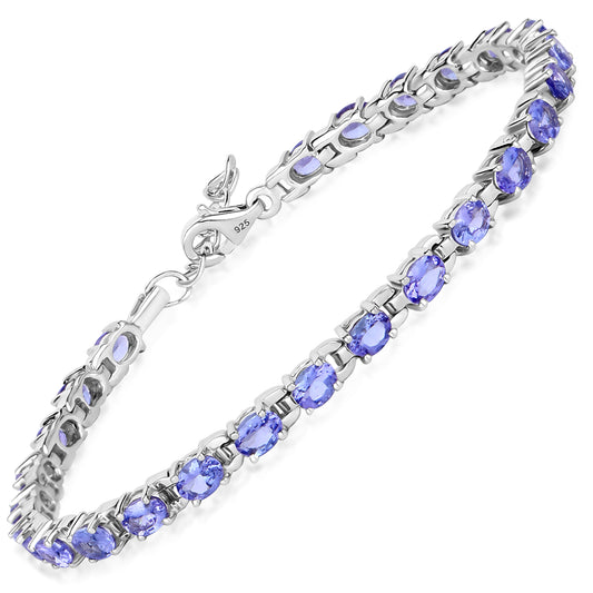 Luxurious bracelet with rare natural tanzanites in silver