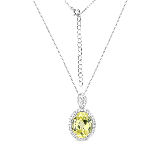 Stunning silver pendant with lab grown real yellow sapphire and moissanites