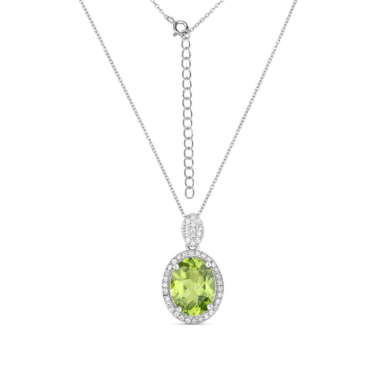 Silver pendant with stunning natural real peridot and moissanites