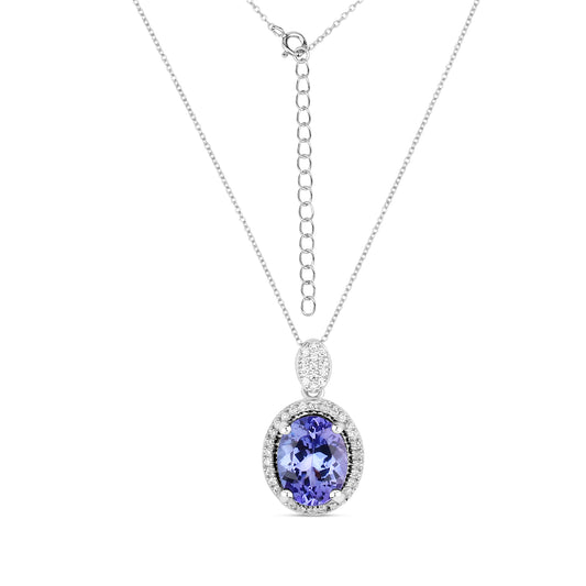 Silver pendant with stunning natural real tanzanite and moissanites