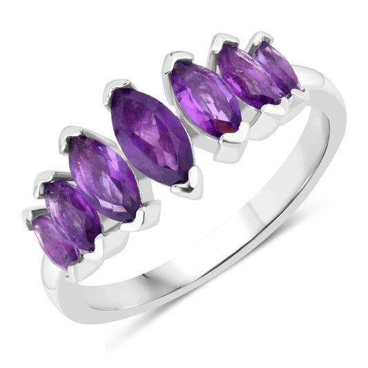Silver ring with real natural African Amethysts